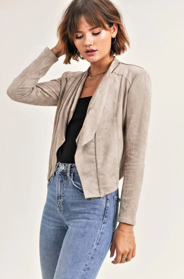 Madison Faux Suede Jacket - Taupe