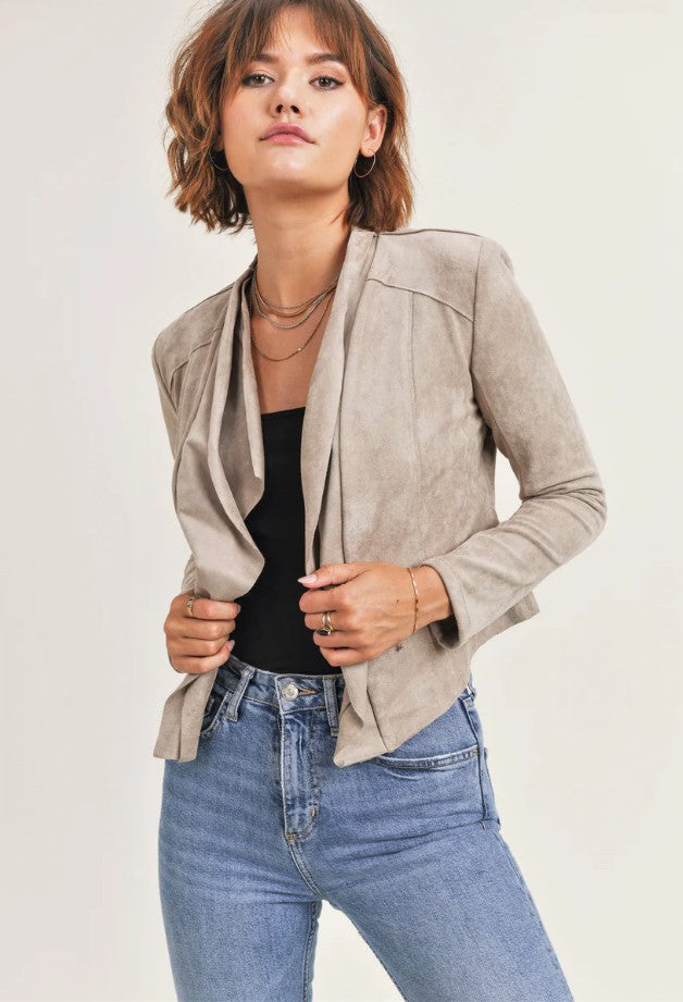 Madison Faux Suede Jacket - Taupe