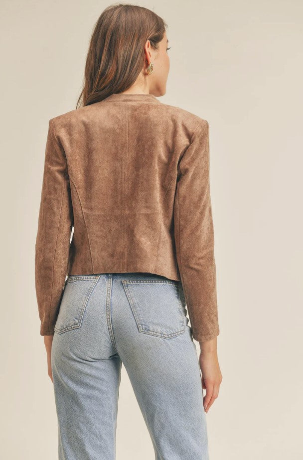Madison Faux Suede Jacket - Brown