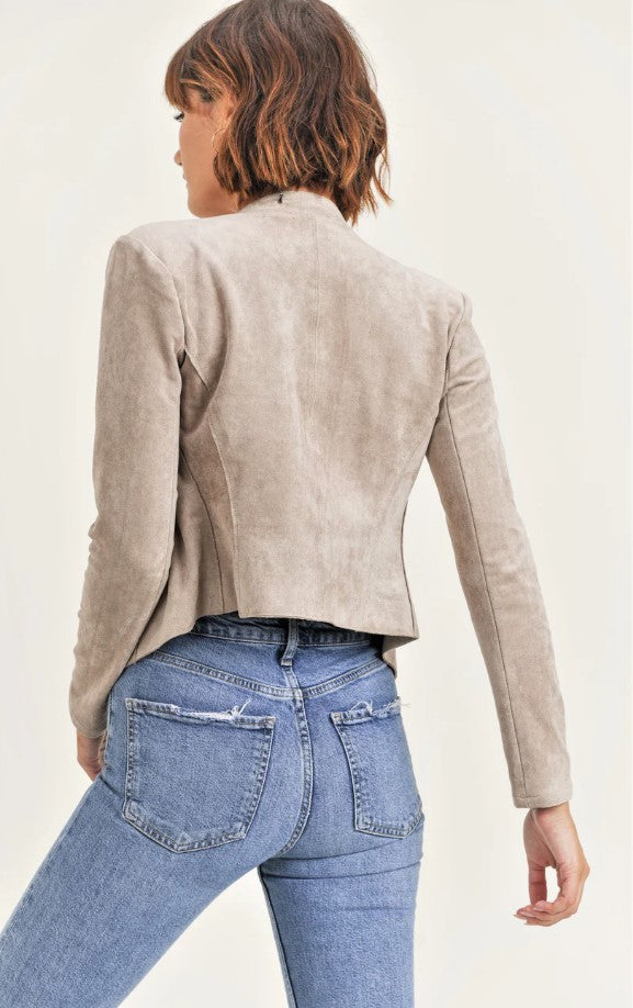 Madison Faux Suede Jacket - Taupe