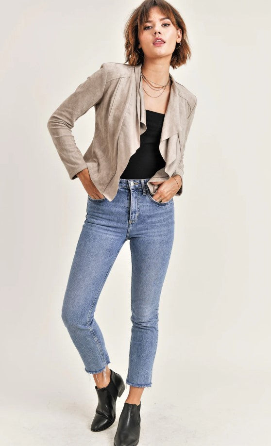 Madison Faux Suede Jacket - Taupe
