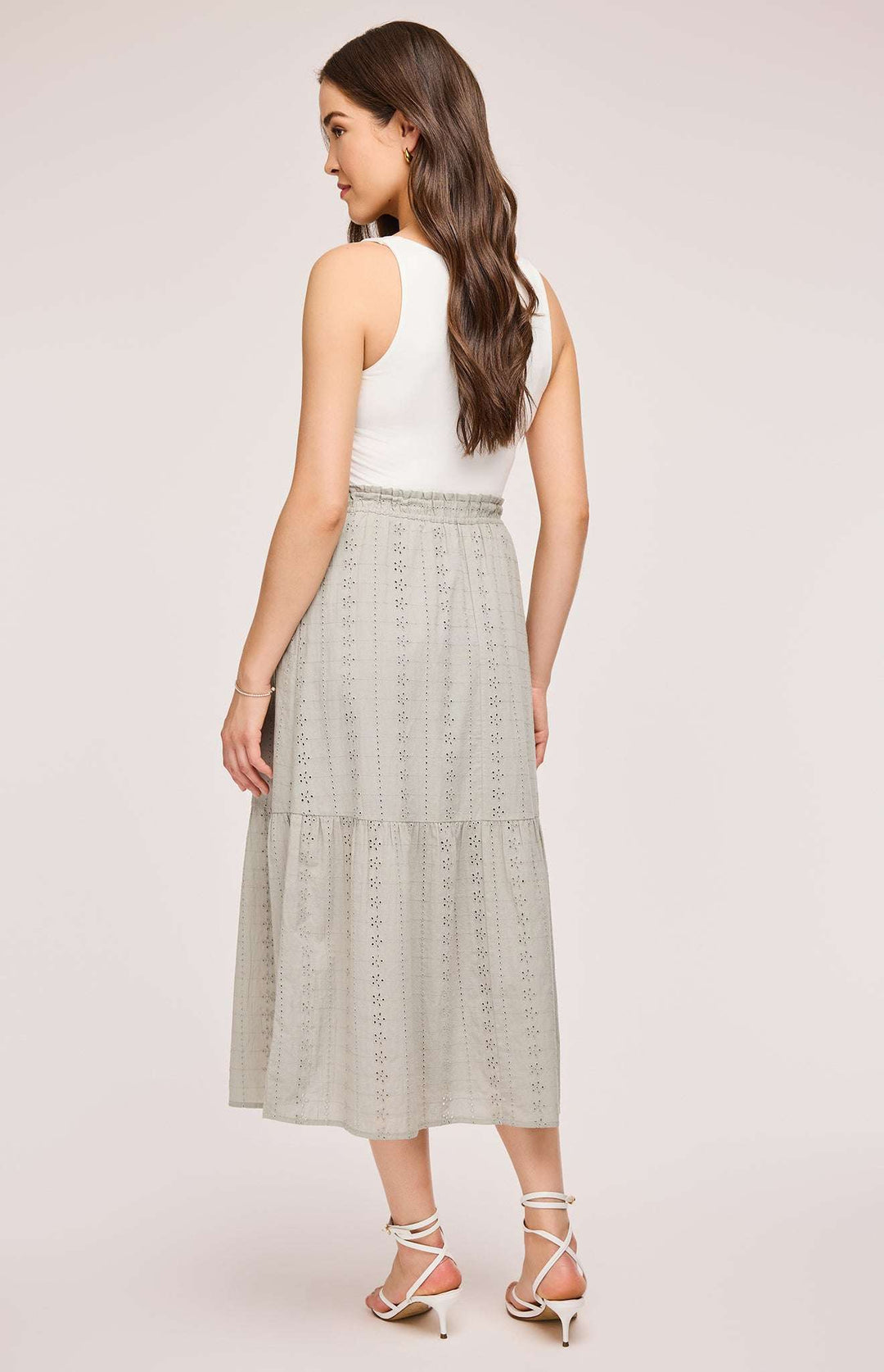 Madrid Eyelet Skirt - Aloe