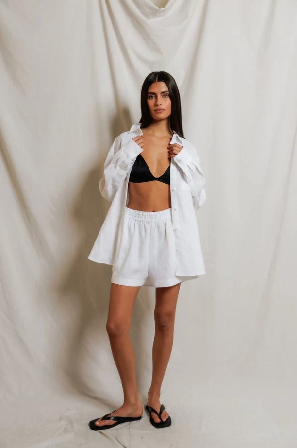 Malin Linen Short - White - Jaffi's