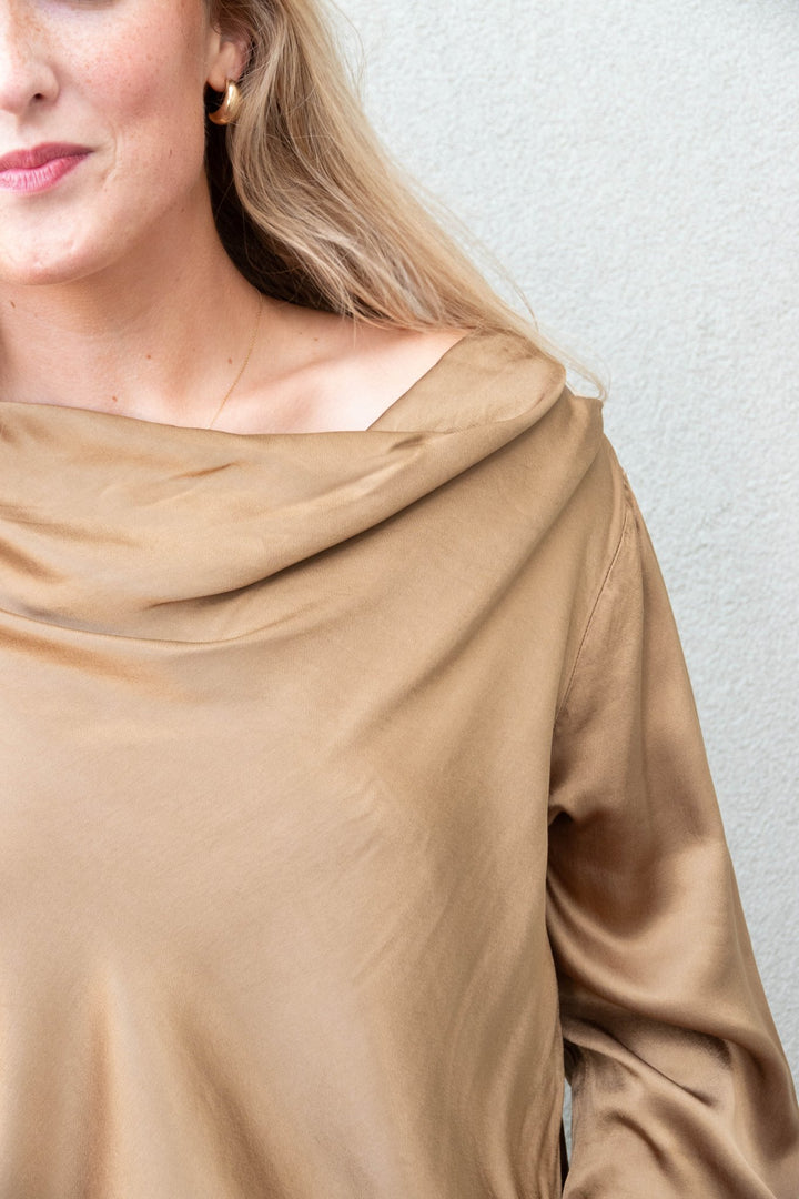 Margaret Smocked Sleeve Bubble Hem Top - Gold - Jaffi&