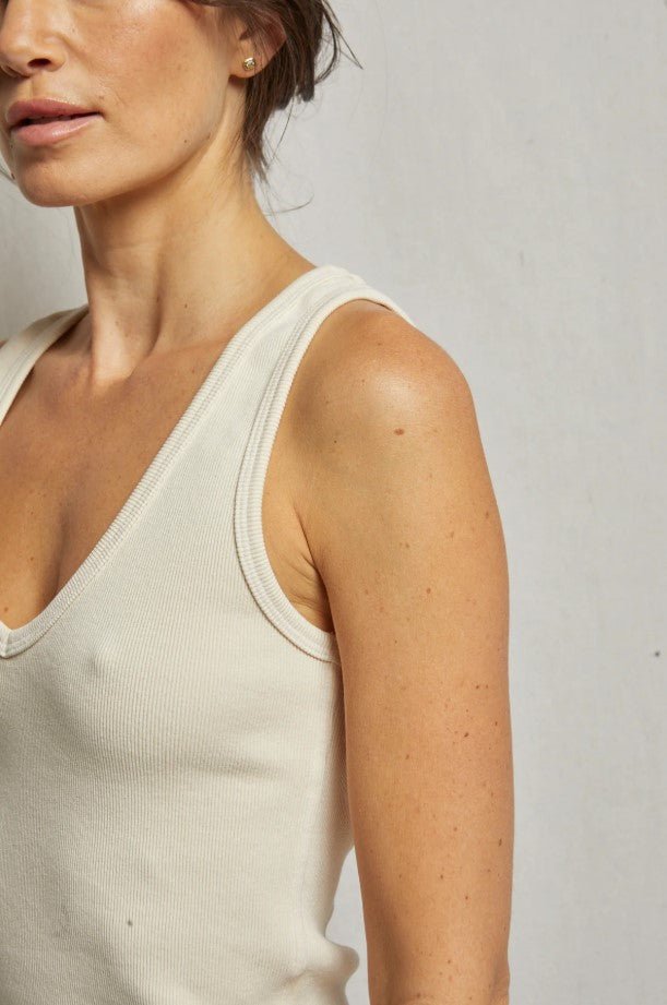 Maria V Neck Tank - Sugar - Jaffi's