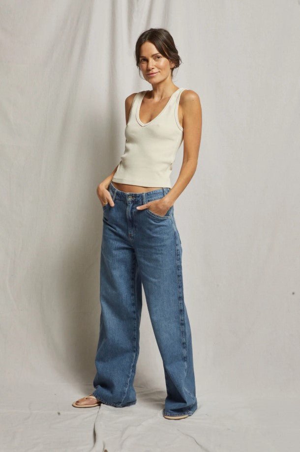 Maria V Neck Tank - Sugar - Jaffi's