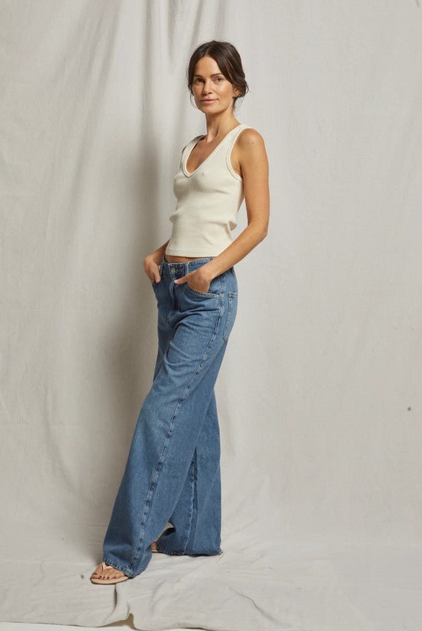 Maria V Neck Tank - Sugar - Jaffi's