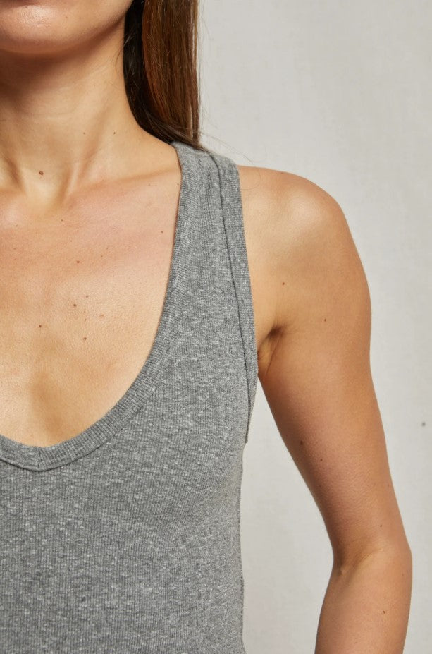 Maria V Neck Tank - Dark Heather Grey