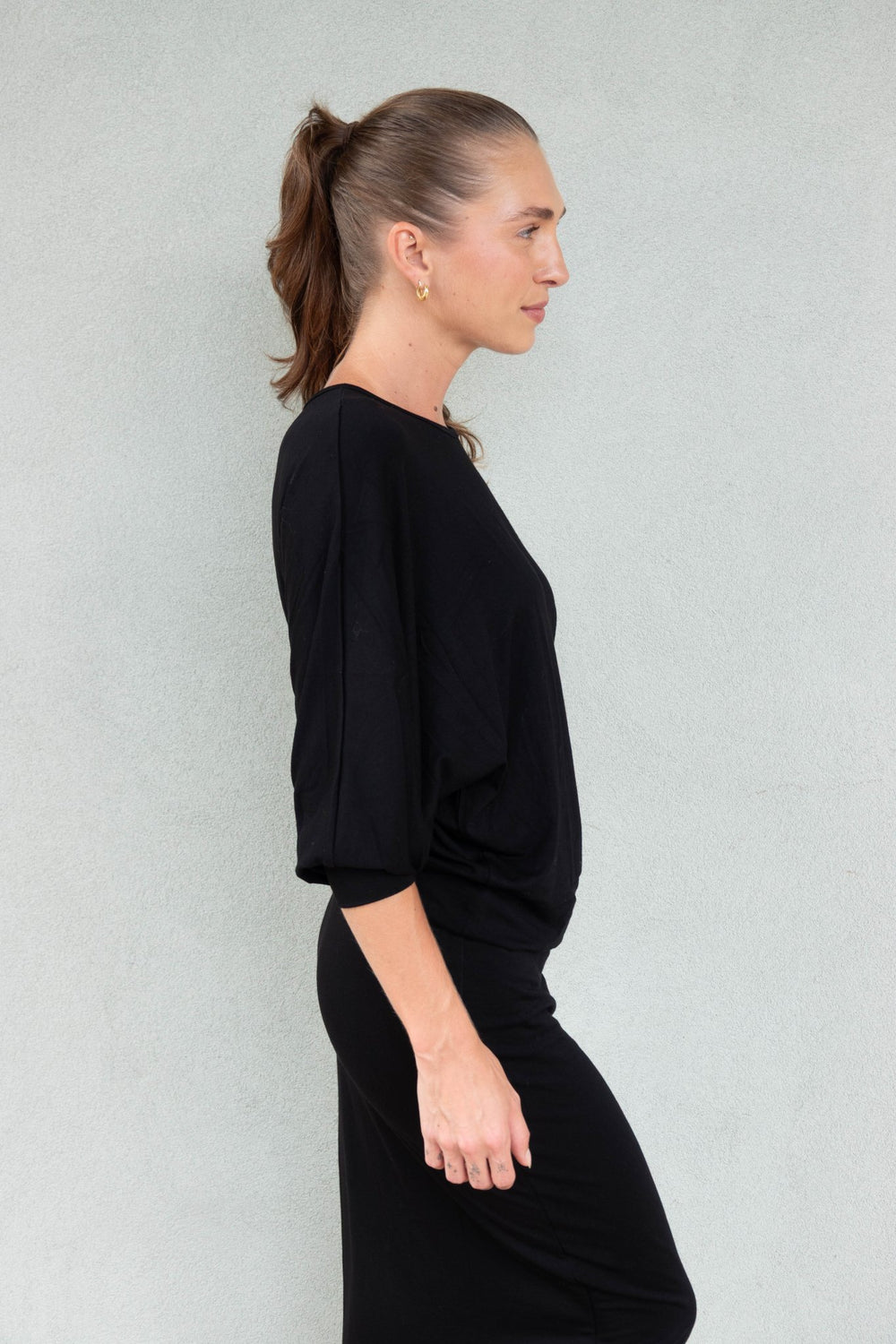 Marie Elbow Sleeve Dolman - Black - Jaffi's
