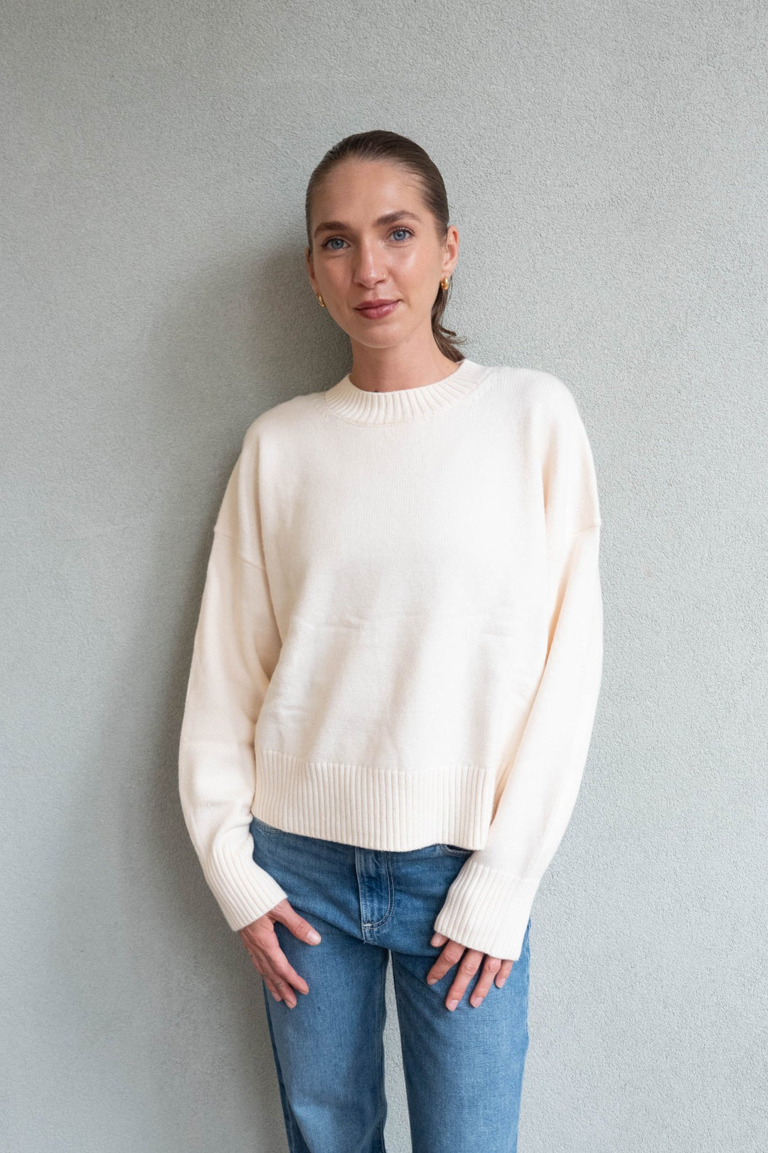 Marlow Long Sleeve Tee - Ecru - Jaffi's
