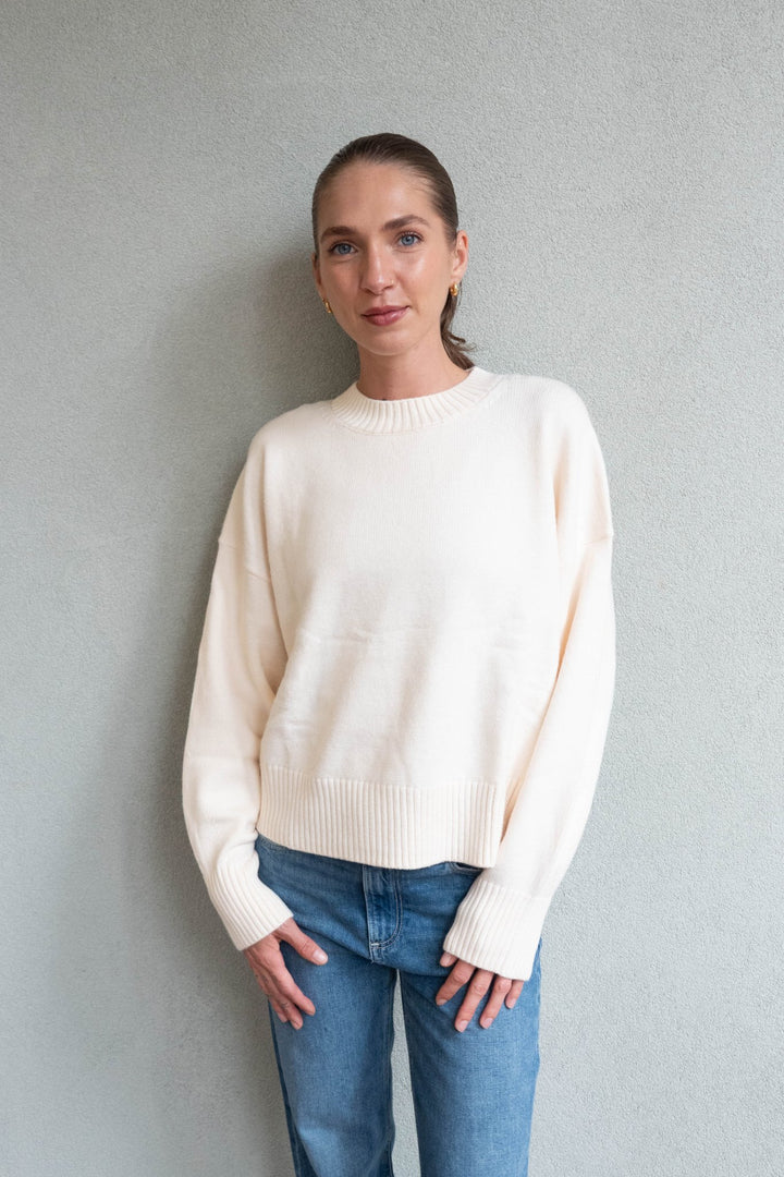Marlow Long Sleeve Tee - Ecru - Jaffi&
