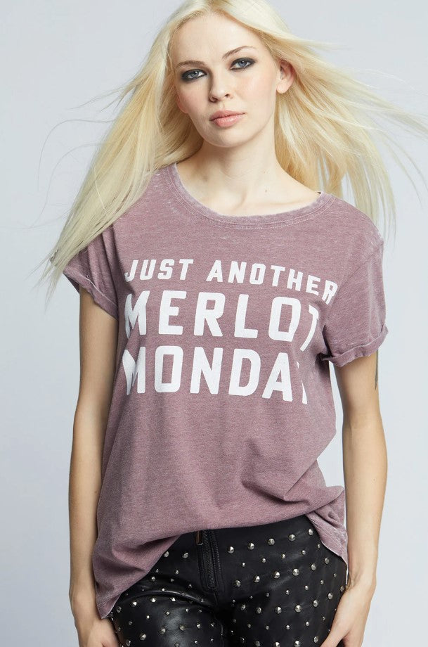 Merlot Monday Burnout Tee - Vintage Wine