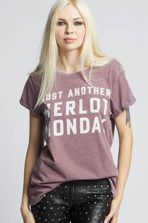 Merlot Monday Burnout Tee - Vintage Wine