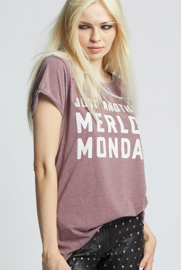 Merlot Monday Burnout Tee - Vintage Wine