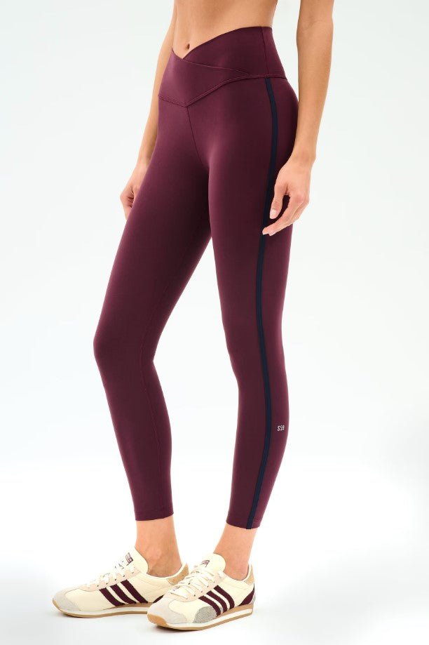 Mia Rigor Stripe Legging - Dark Cherry/Indigo - Jaffi's
