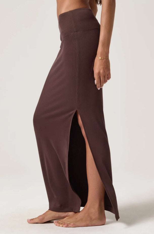 Mia Zen Rib Maxi Skirt - Earth