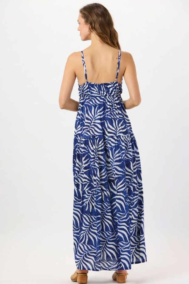 Navy Batik Palms Micah Maxi Dress