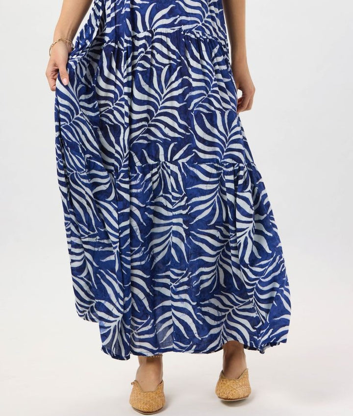 Navy Batik Palms Micah Maxi Dress
