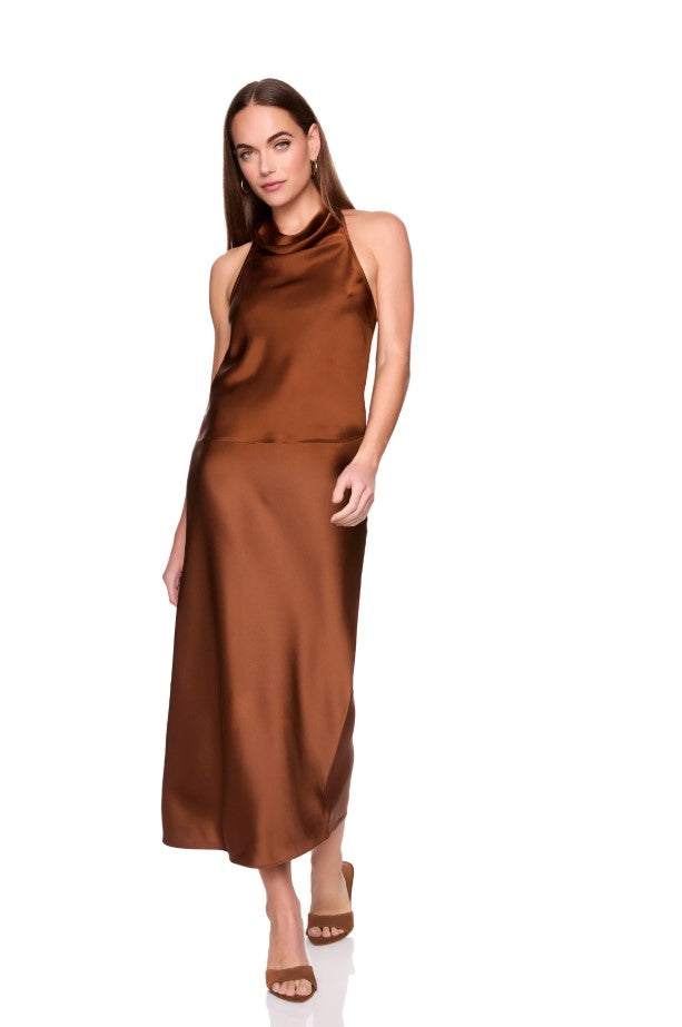 Satin Midi Skirt - Toast