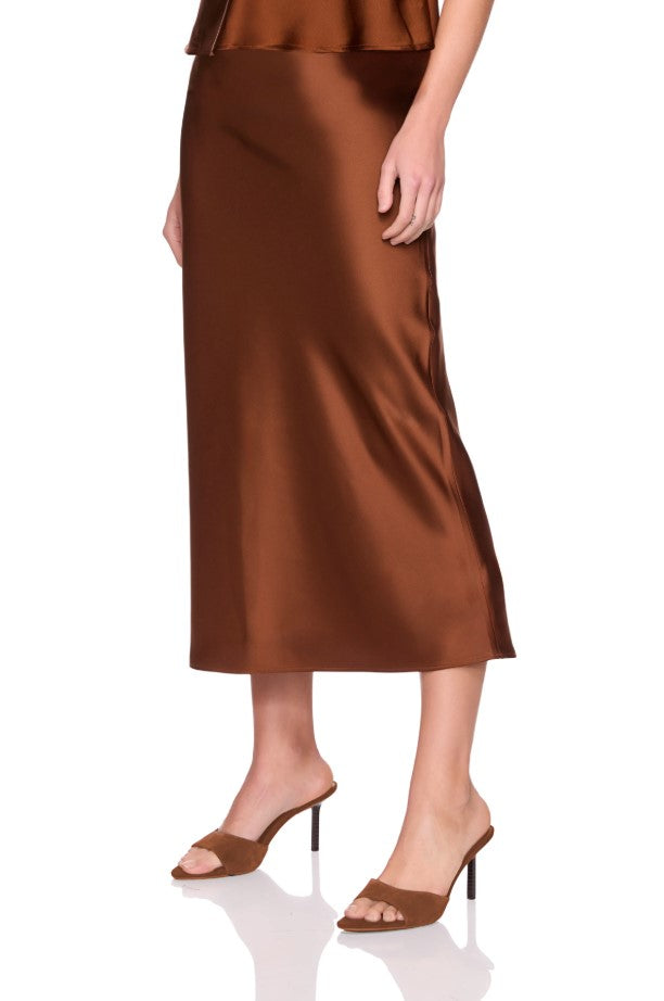 Satin Midi Skirt - Toast