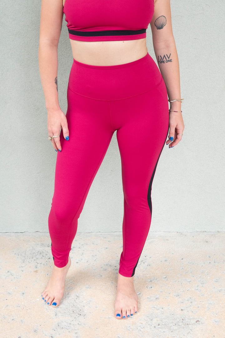 Miles High Waist Rigor 7/8 Legging - Sangria/Black - Jaffi&