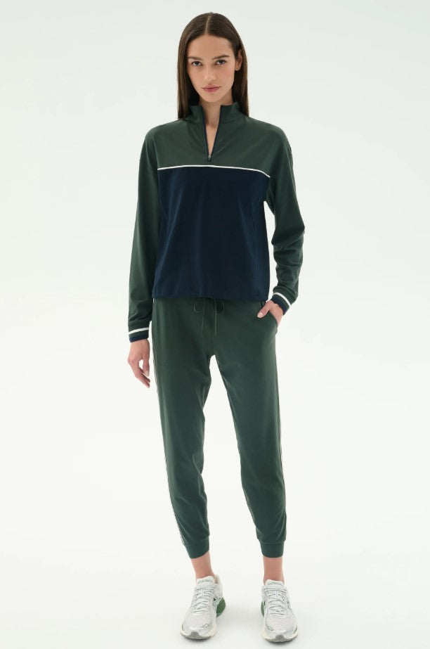 Millie Airweight Half Zip - Military/Indigo