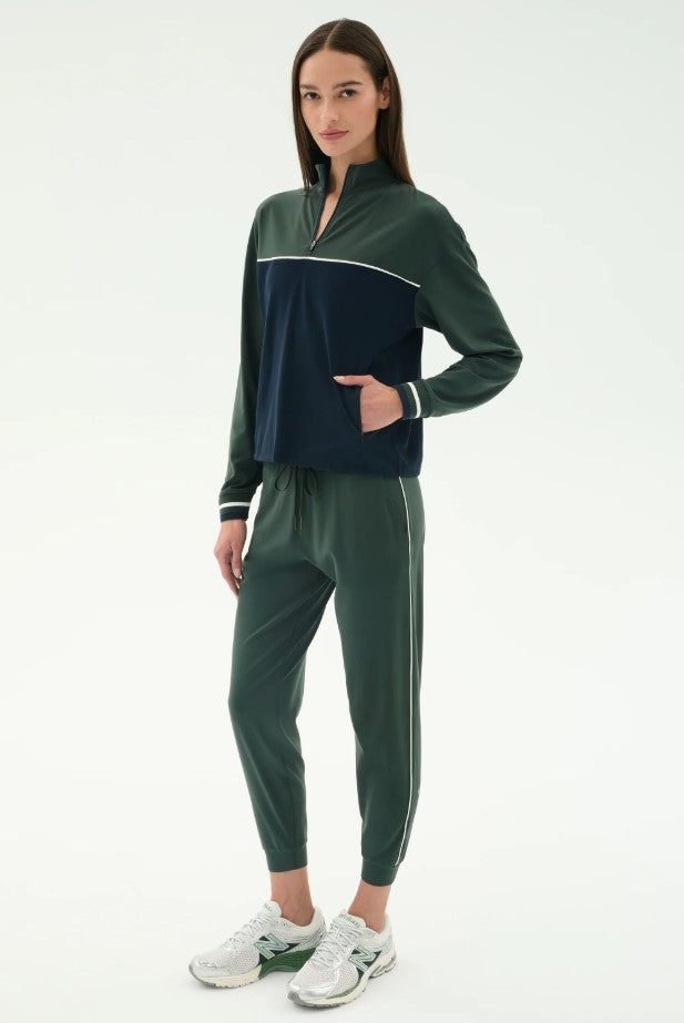 Millie Airweight Half Zip - Military/Indigo
