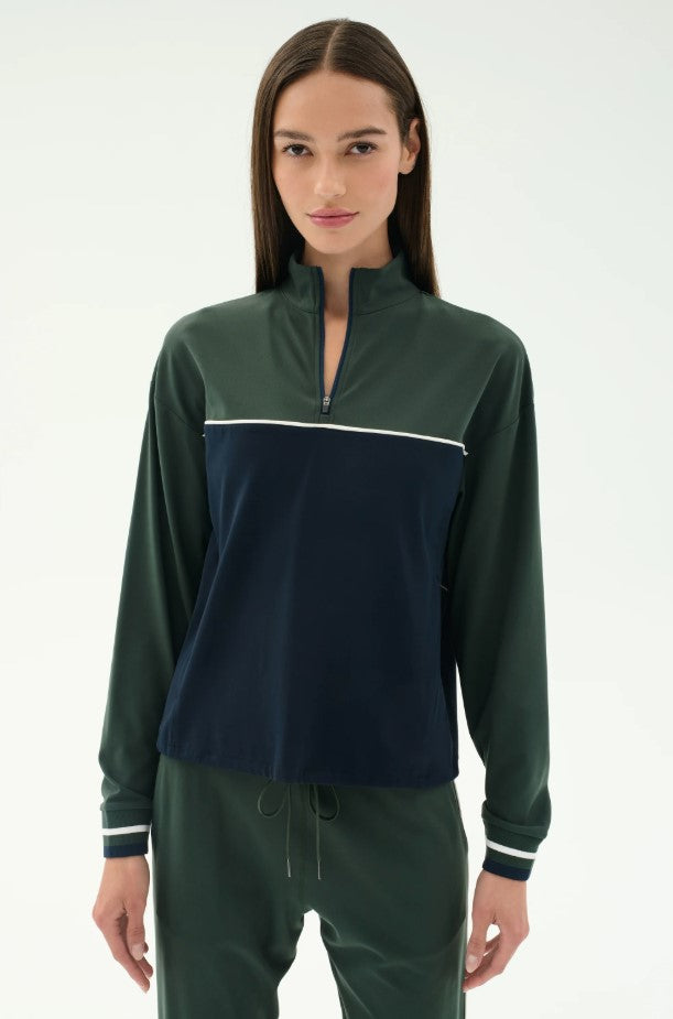 Millie Airweight Half Zip - Military/Indigo
