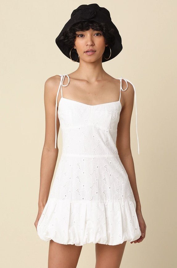 Mini Bubble Dress - White Eyelet - Jaffi's