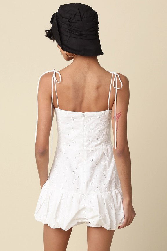 Mini Bubble Dress - White Eyelet - Jaffi's