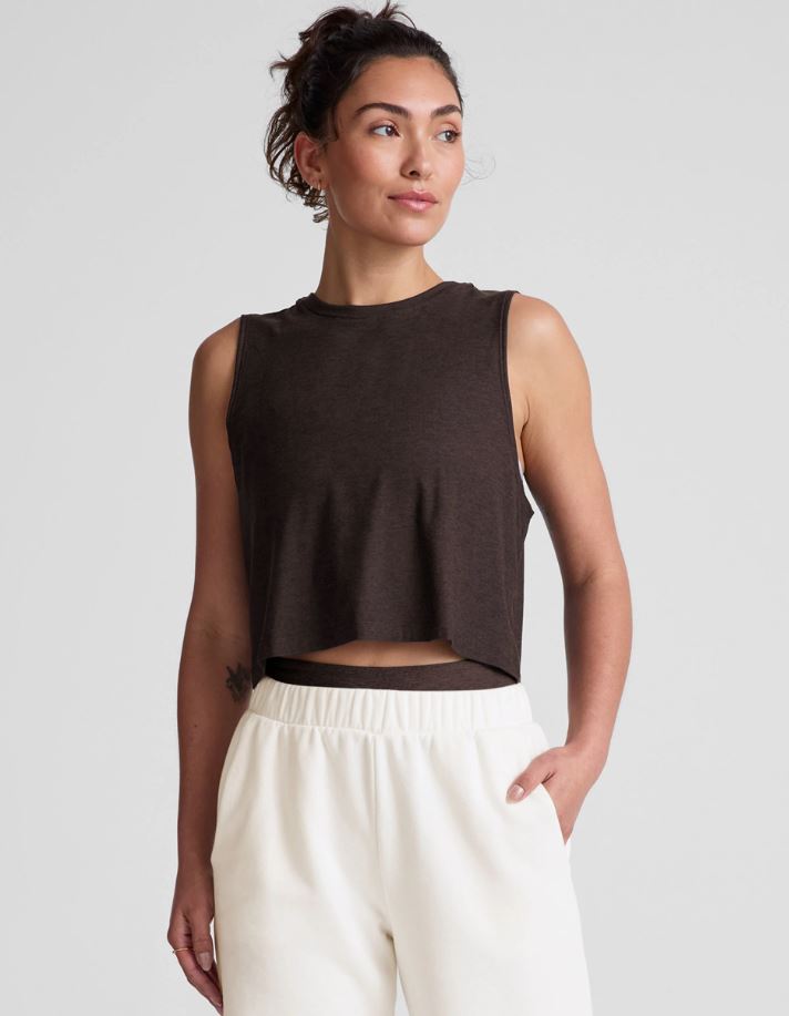 Featherweight Minimal Cropped Tank - Dark Chocolate Heather