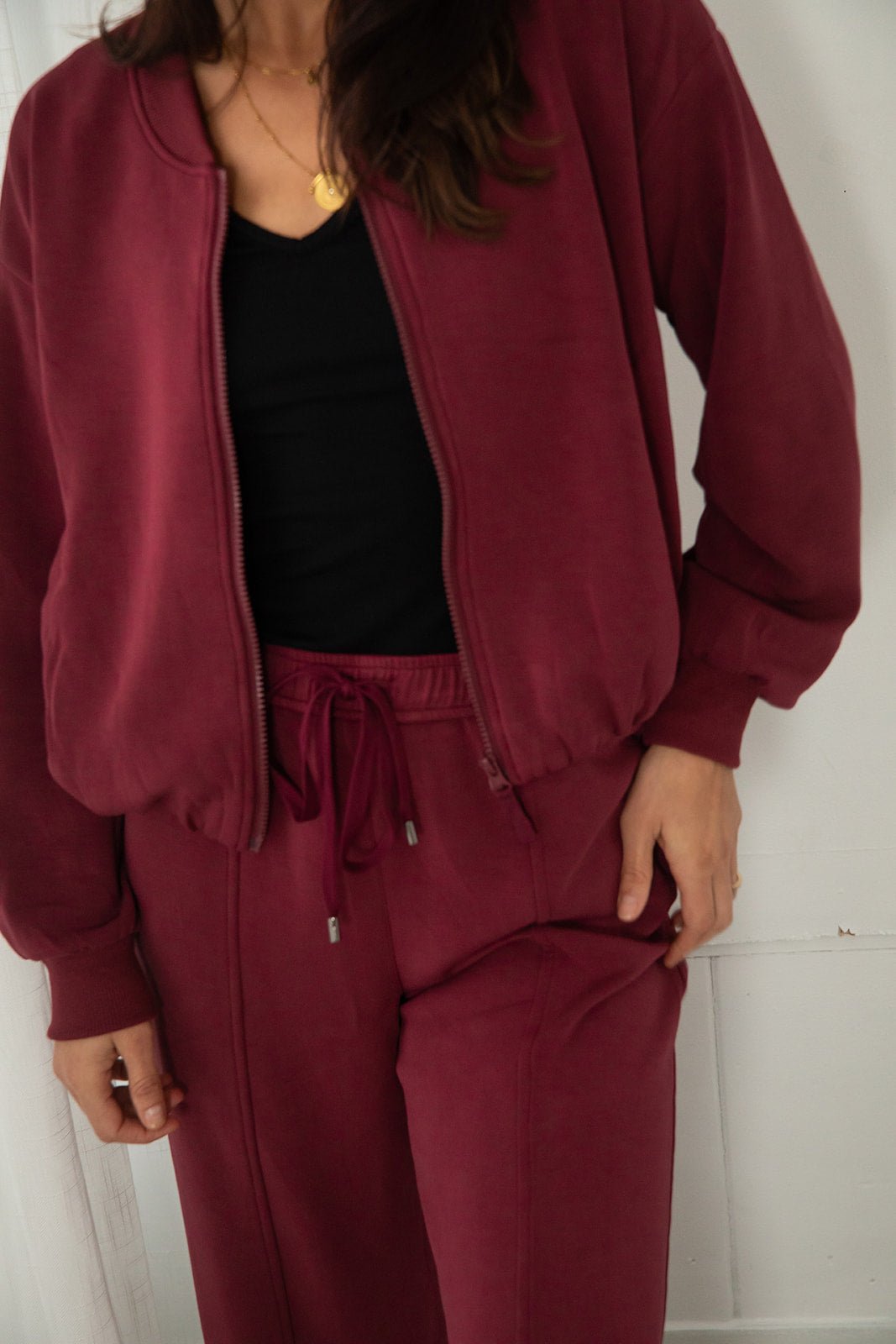 Modal Bomber Jacket - Rosewood - Jaffi's