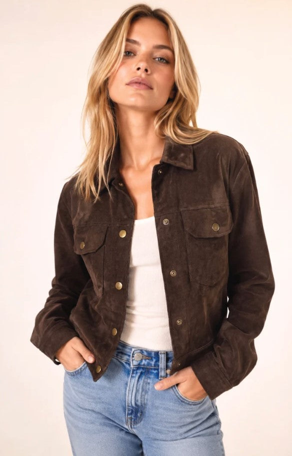 Faux Suede Montana Jacket - Dark Chocolate