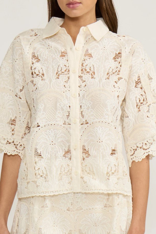 Nellie Button Down Top - Cream - Jaffi's