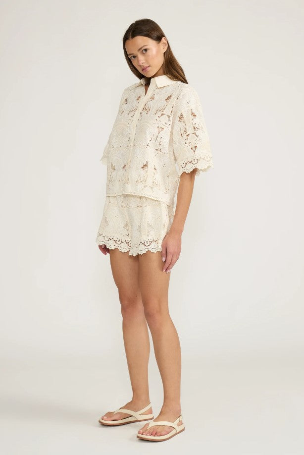 Nellie Button Down Top - Cream