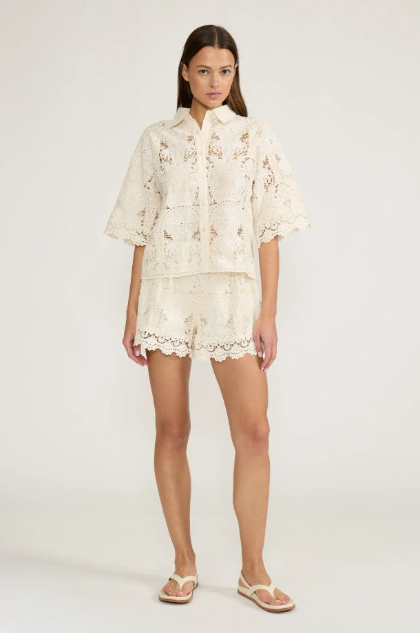 Nellie Button Down Top - Cream
