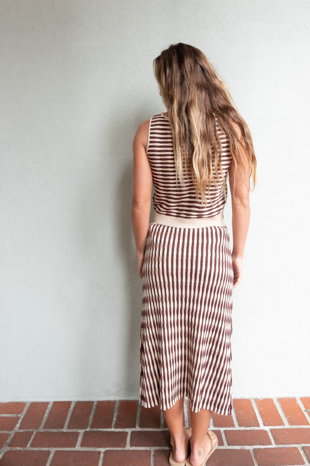 Newport Knit Skirt - Brown/Cream - Jaffi's