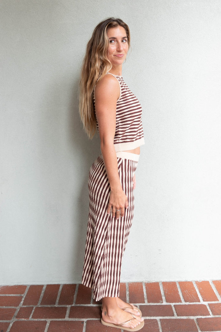 Newport Knit Skirt - Brown/Cream - Jaffi's