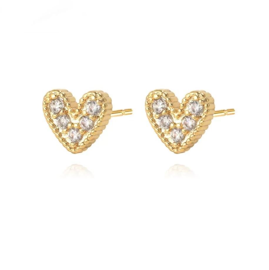 Nia Pave Heart Stud Earring - Jaffi&