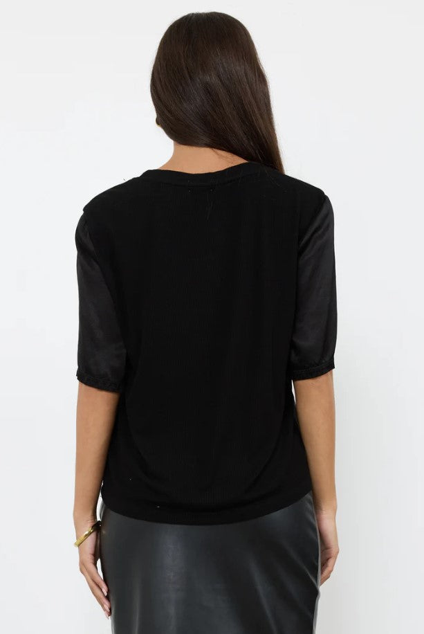 Nights in the City Rib Back Silky Top - Black