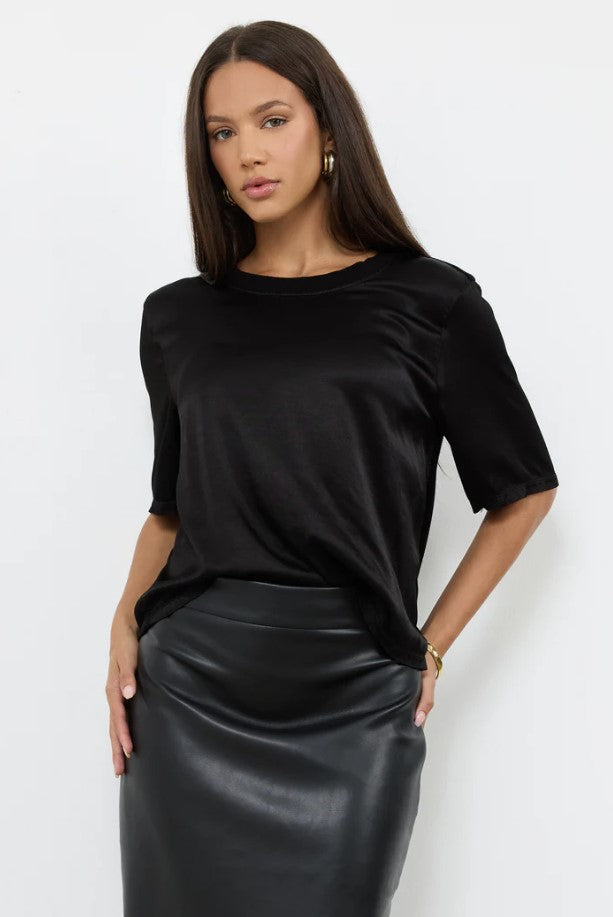 Nights in the City Rib Back Silky Top - Black