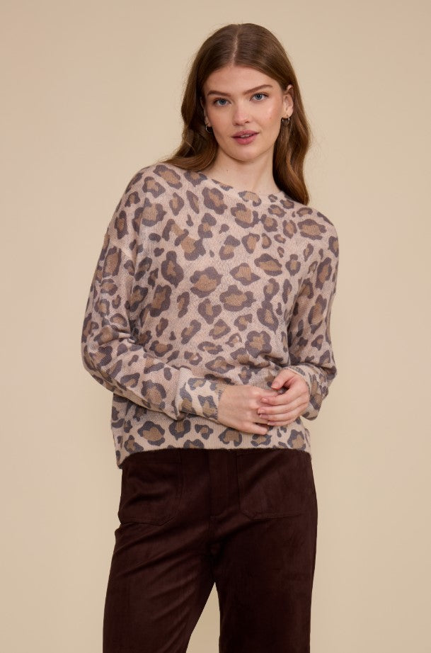 Nina Pullover Knit Top - Leopard