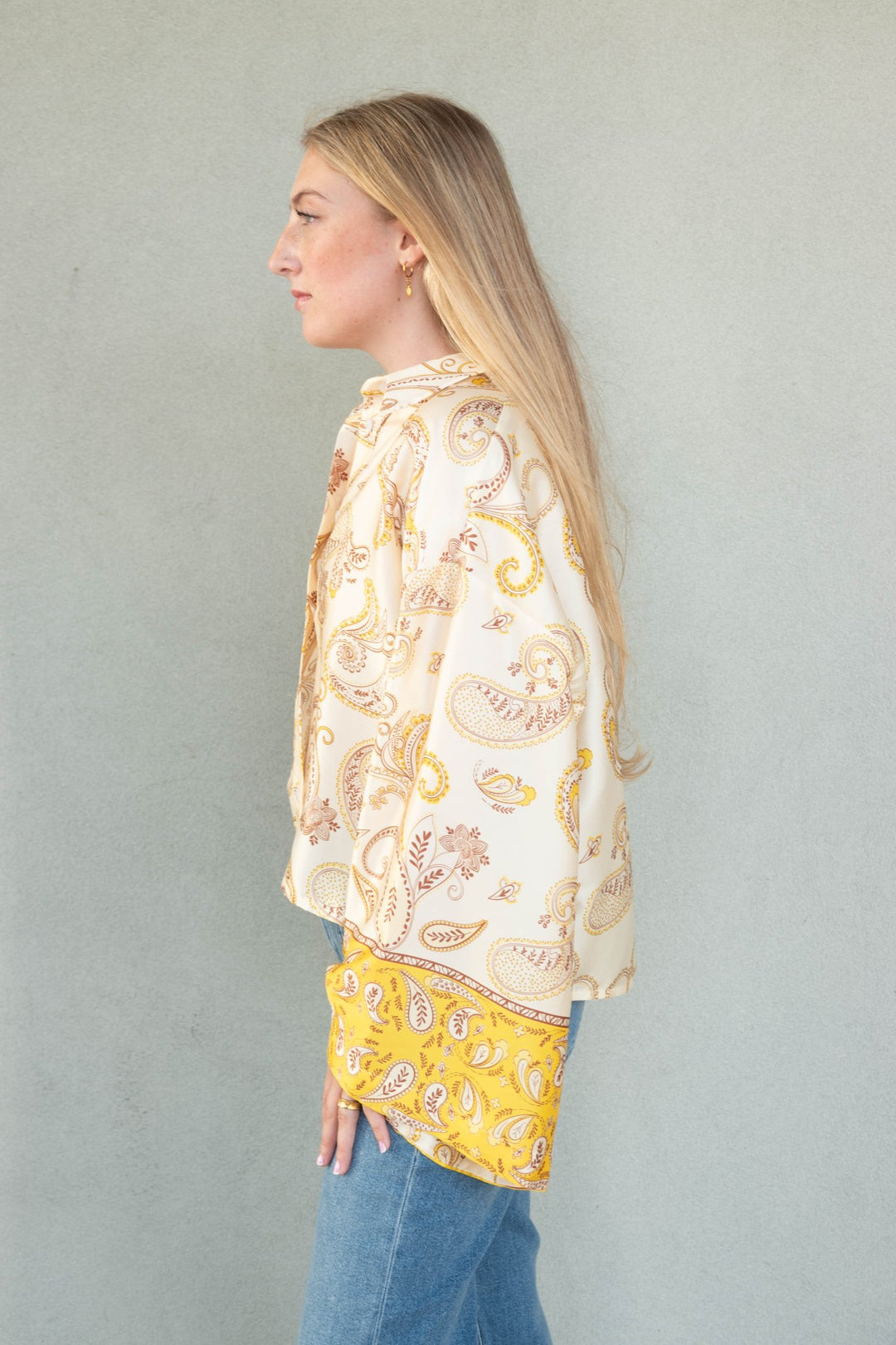 Nisyros Oversized Blouse - Multi Yellow - Jaffi's