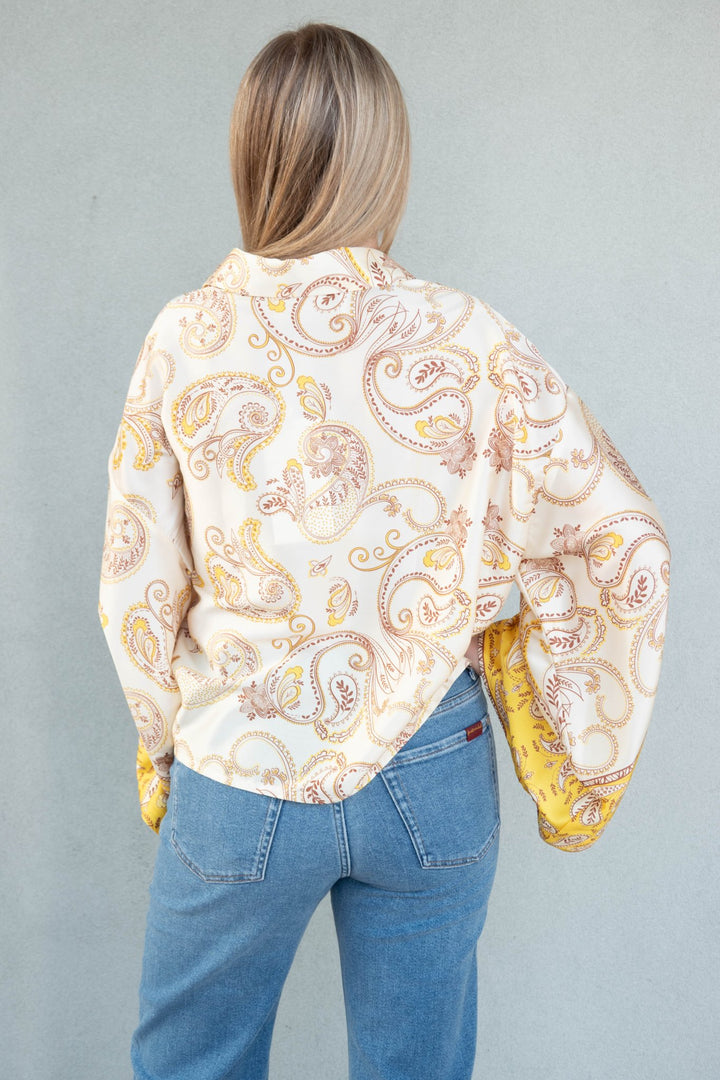 Nisyros Oversized Blouse - Multi Yellow - Jaffi's