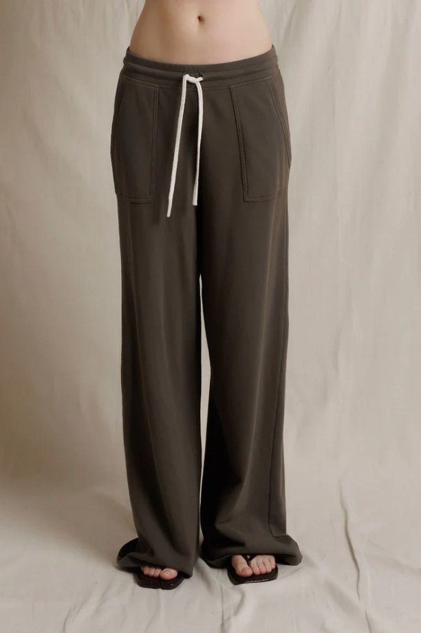 Noa French Terry Pocket Pant - Dark Olive - Jaffi&