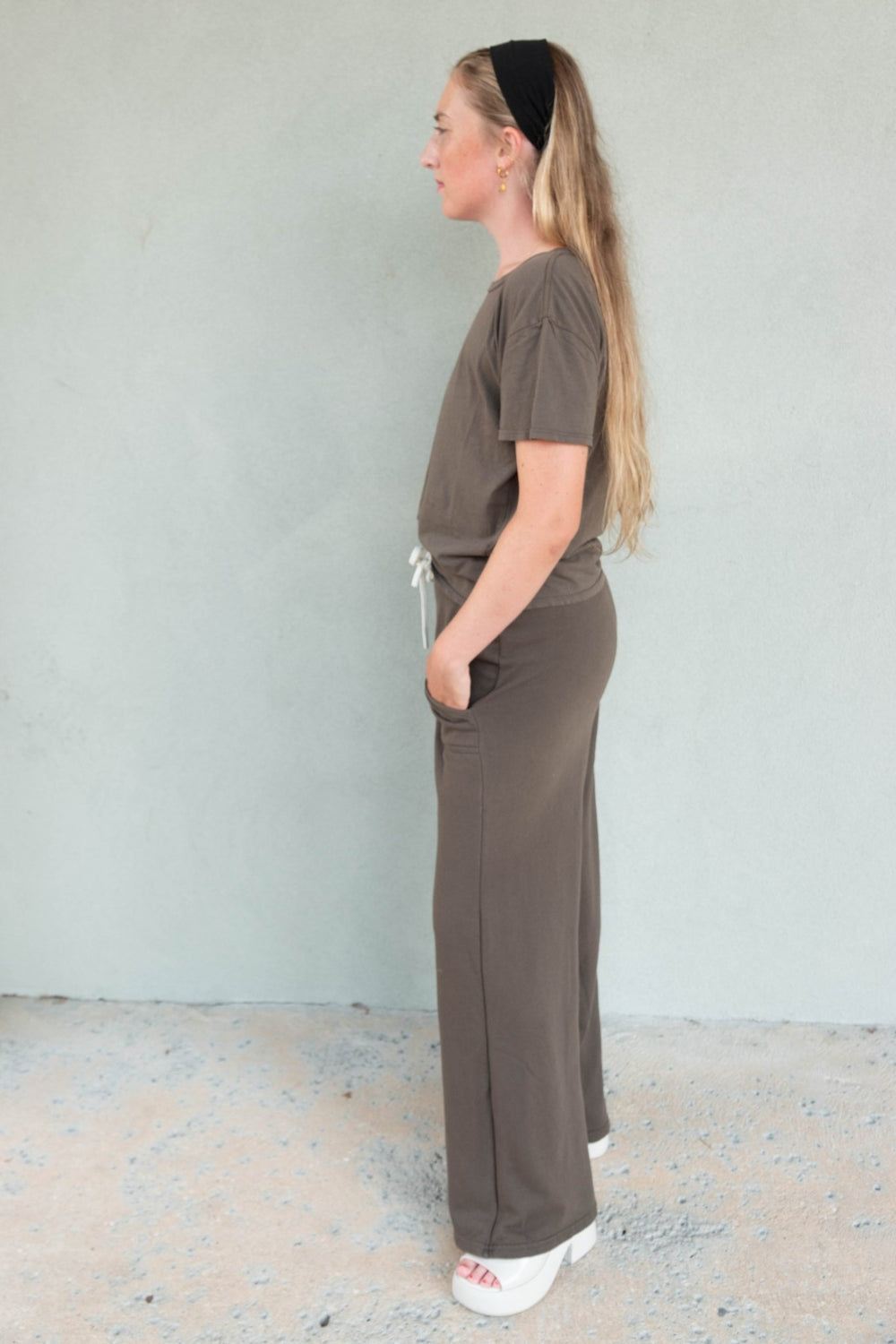 Noa French Terry Pocket Pant - Dark Olive - Jaffi's