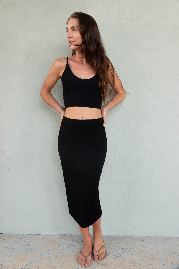 Noor Midi Skirt - Black - Jaffi's