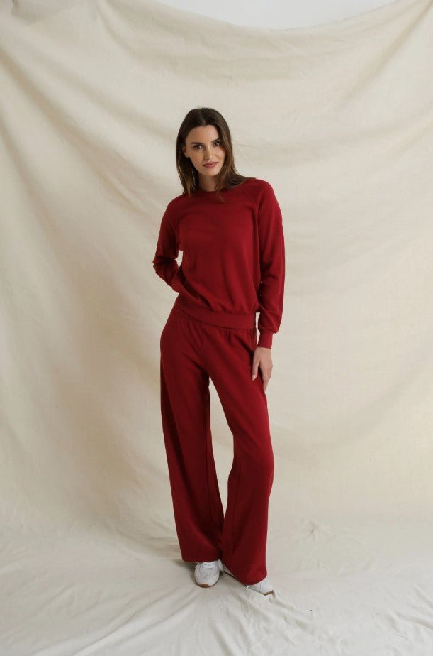 Nora French Terry Pant - Ruby Red - Jaffi&