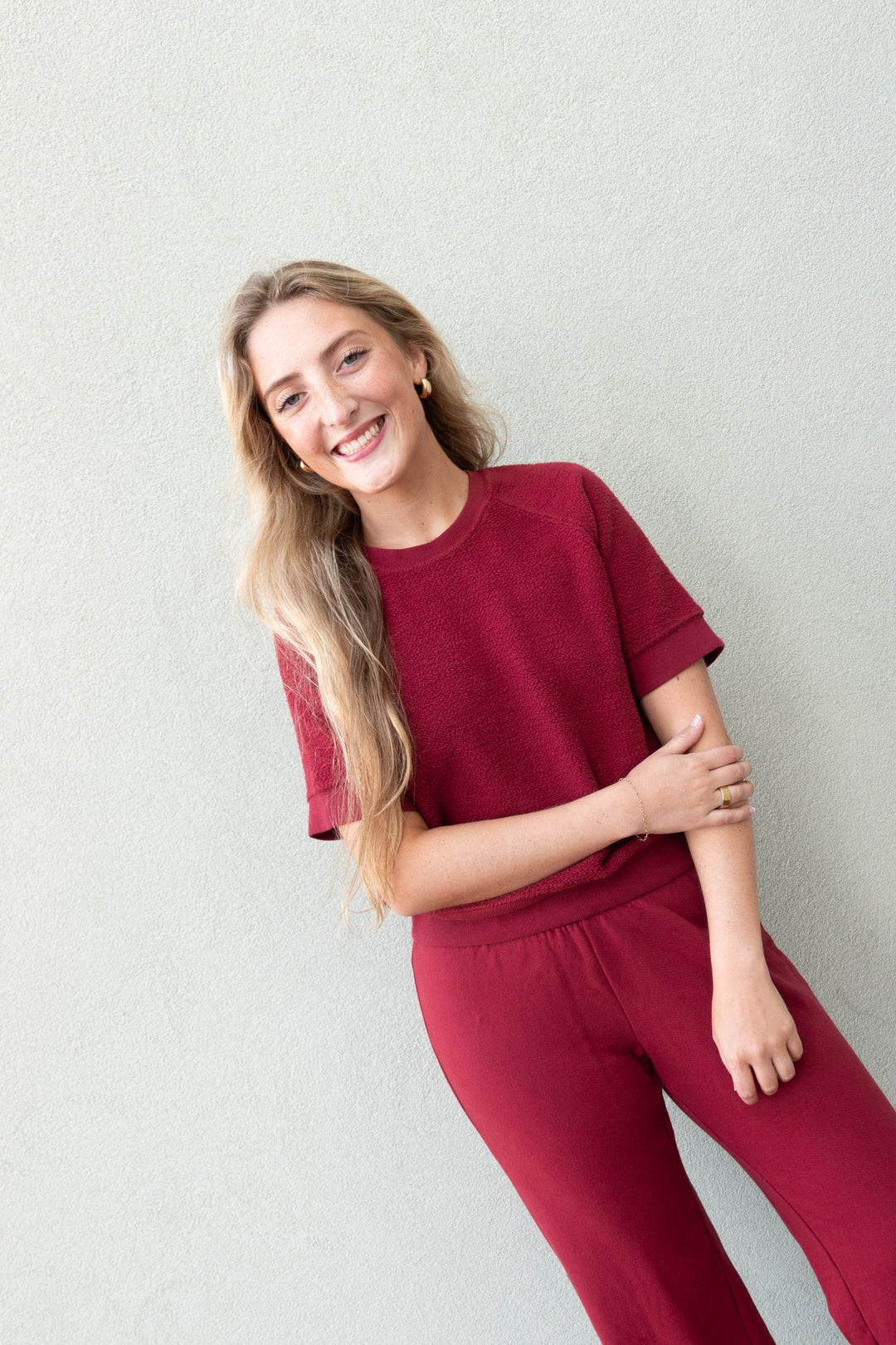 Nora French Terry Pant - Ruby Red - Jaffi&