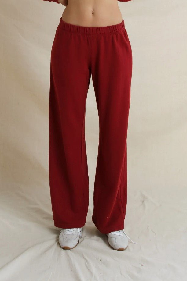 Nora French Terry Pant - Ruby Red - Jaffi&